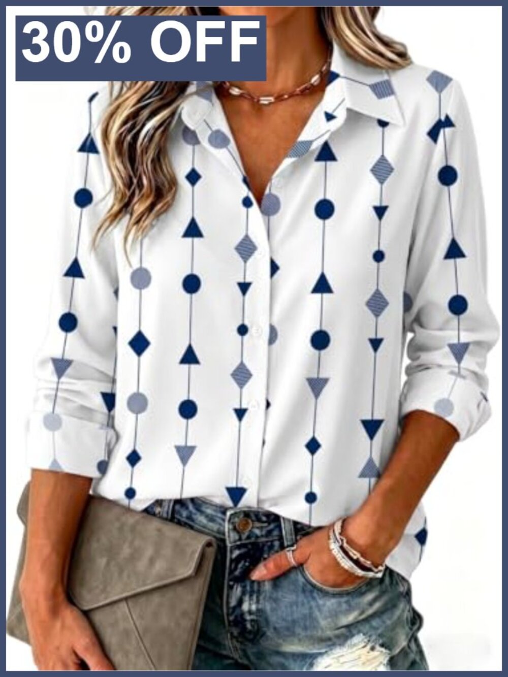 Zeagoo Women's Button Down Blouse Long Sleeve V-Neck Dressy Shirt